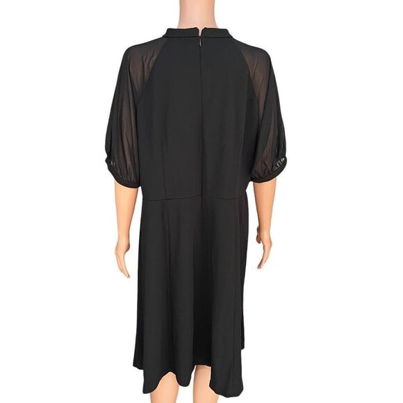 London Times mock neck sheer raglant fit and flare dress size 14W - Picture 4 of 8